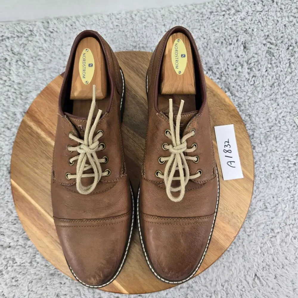 Cole Haan Mens 10M Grand Os Nathan Brown Leather Lugged Casual Cap Toe Oxford